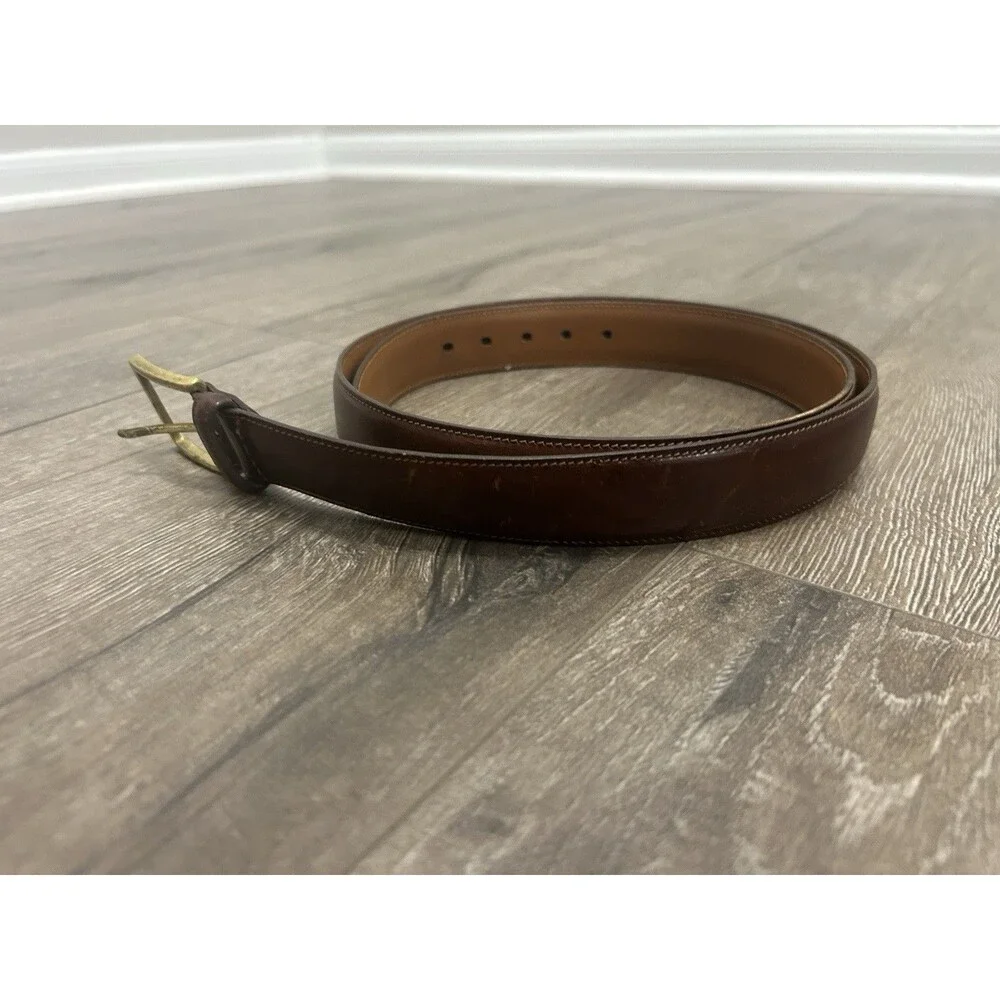 Brooks Brothers Brown Leather Belt 40/100 Brass Buckle 1.25” Made in USA